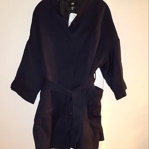 H&M Trench coat Navy tie waist big pockets 14 brand new